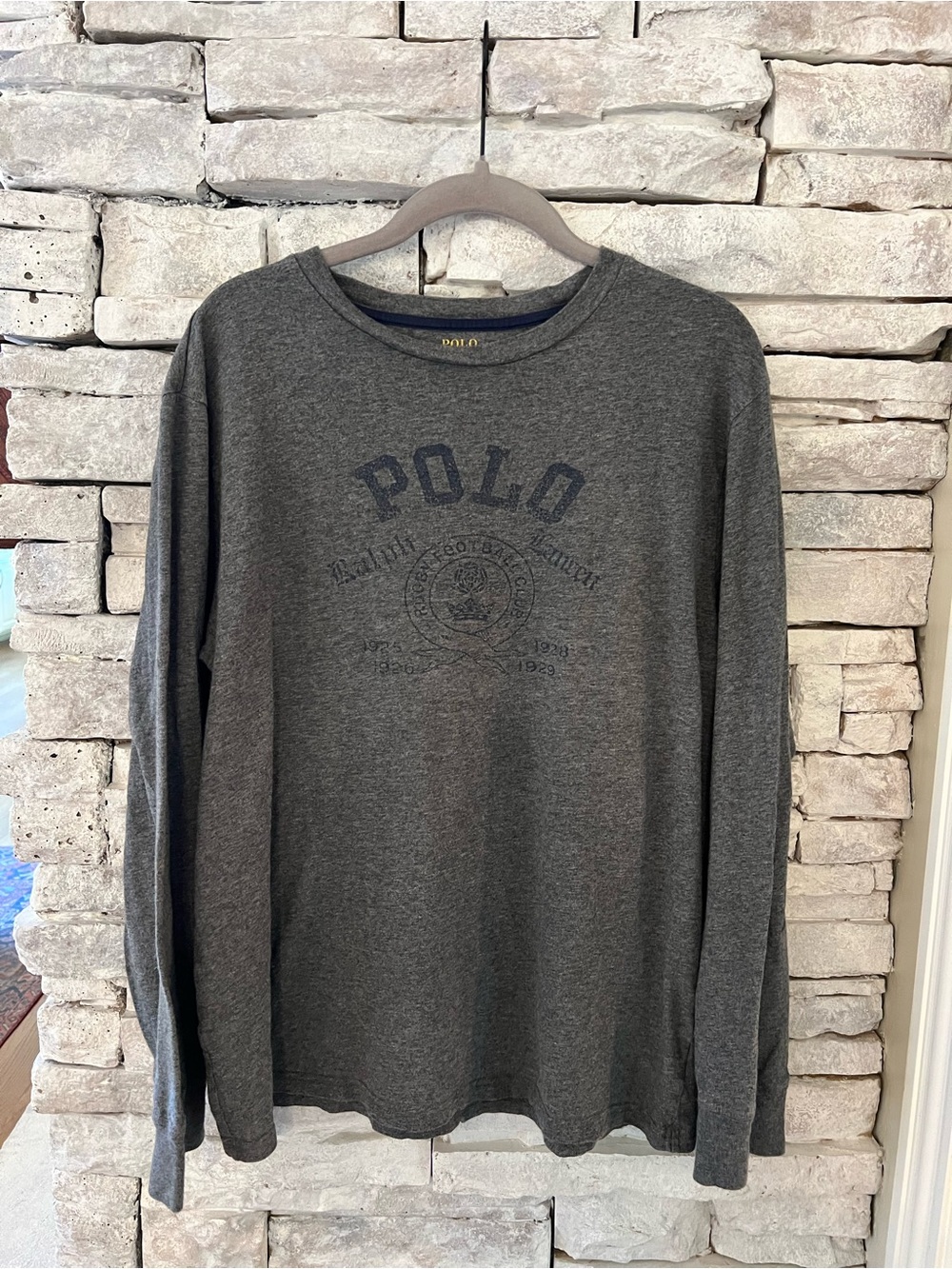Polo Ralph Lauren Charcoal Gray Long Sleeve Graphic Tee XL